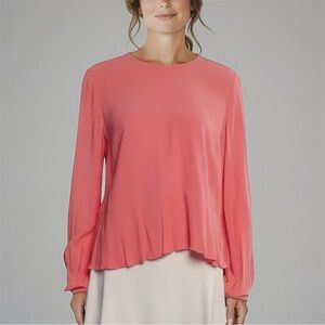 See by Chloé 100% Viscose Long Sleeve Peplum Blouse Top